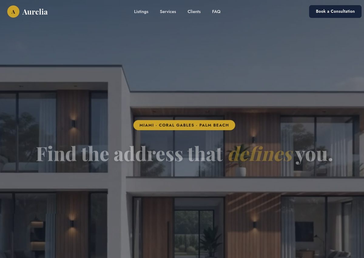 Aurelia — luxury real estate website